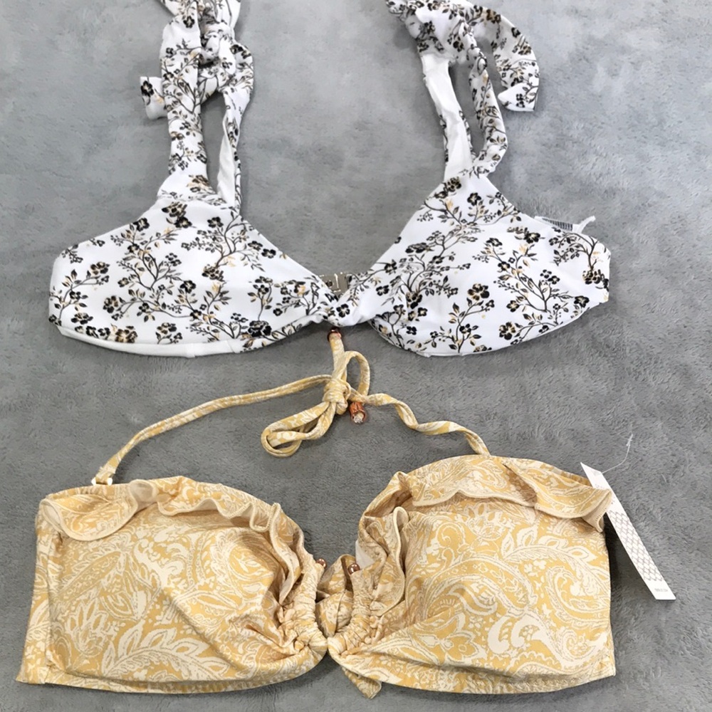 Mink Pink and Eberjey Bundle of Two Bikini Tops Size M New